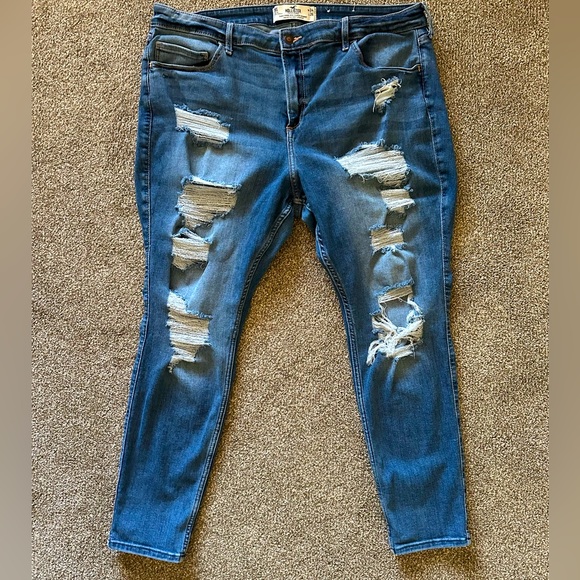 Hollister Denim - Hollister curvy high rise super skinny distressed jeans 19